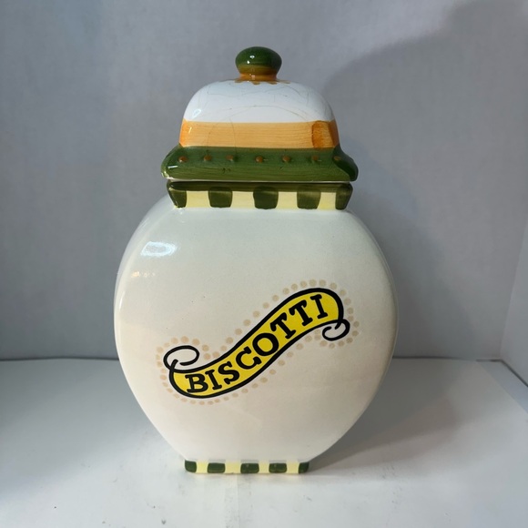 None Other - El Paso‎ Biscotti Works Ceramic Cookie Jar Tuscan Villa Hand Painted Canister